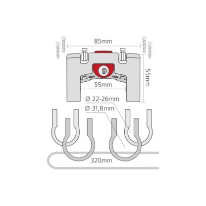 Klickfix STUUD ADAPTER M/SLOT 22-26+31.8MM ZW Zwart - Afbeelding 3